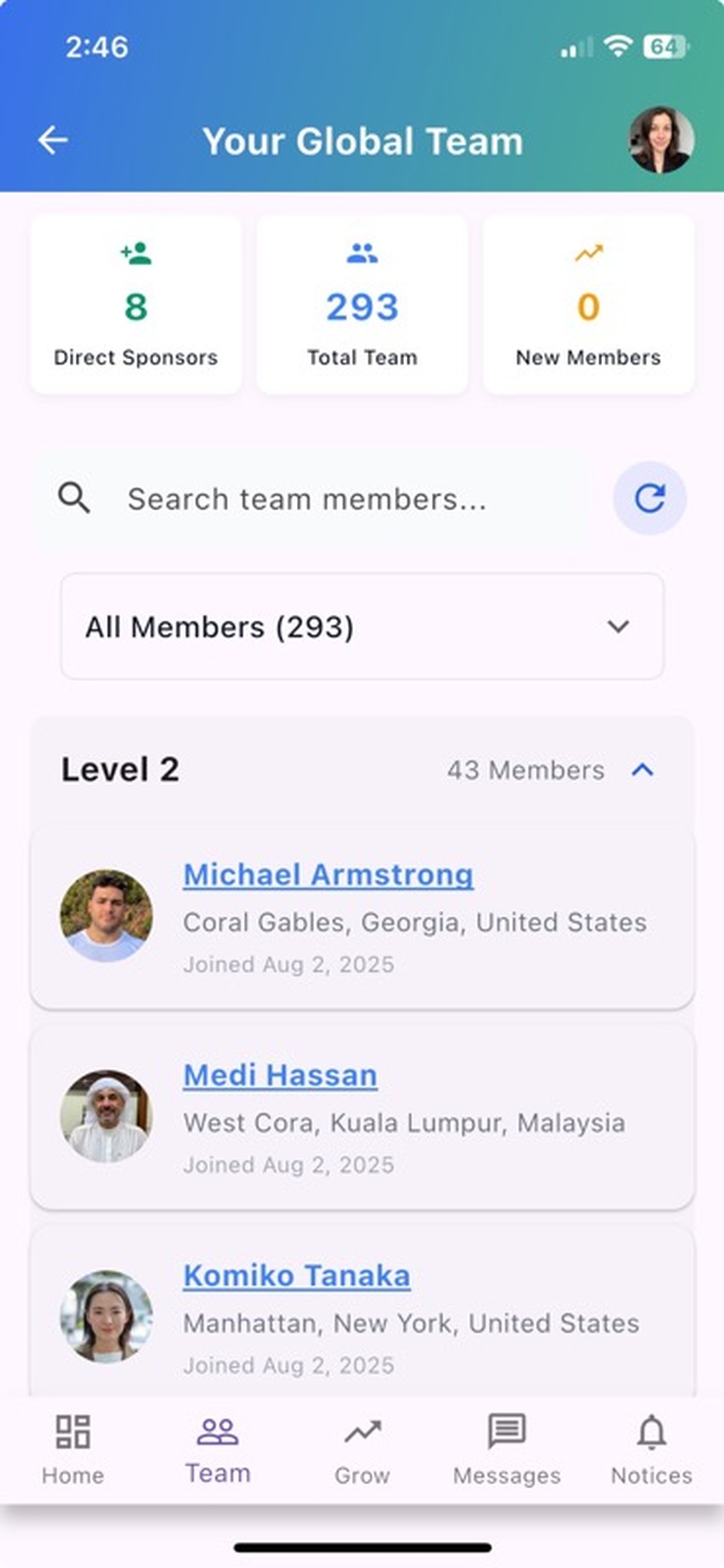 See your global team across 120+ countries with powerful search and filtering tools